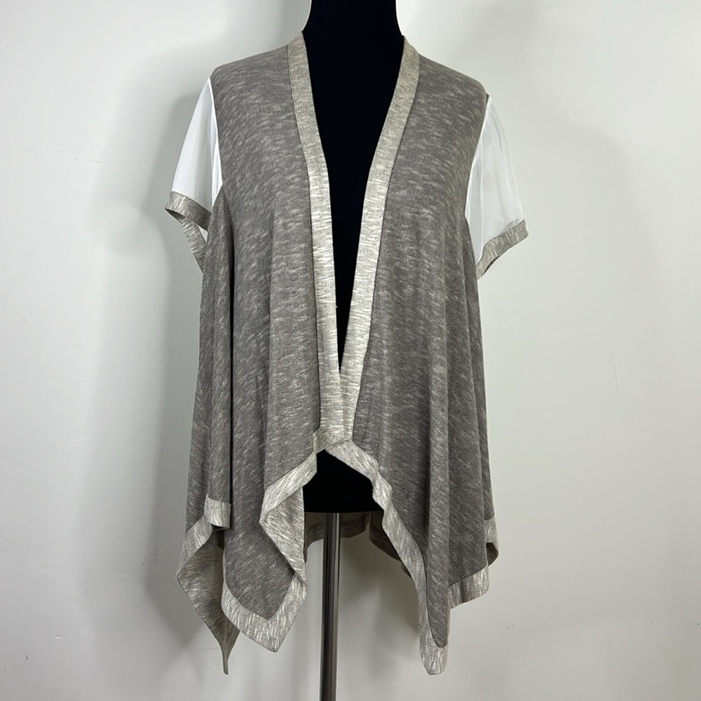 KOMAROV Cream/Tan Open Cardigan XS
